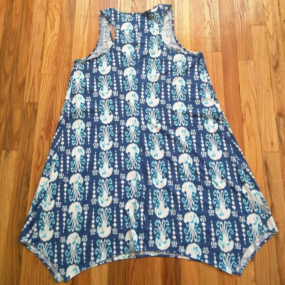 Lilly Pulitzer Melle Dress Indigo Get in Line Blue Sleeveless Racerback White L - Picture 12 of 16